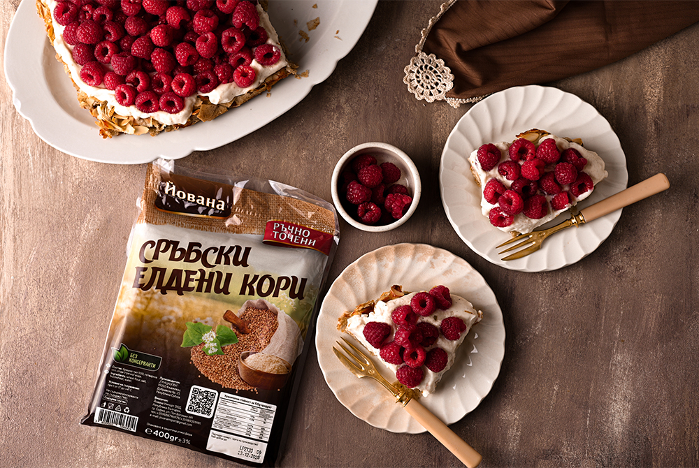 Малинова крем пита от точени кори